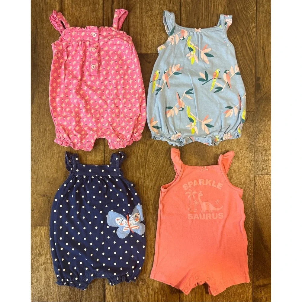 Carters Baby Girl Clothes Lot 3‎ Months Rompers Outfits Summer Shorts One Pieces